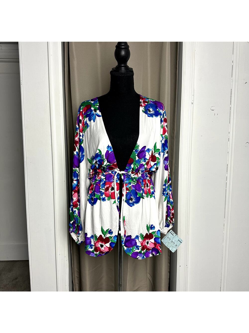 NWT Vintage 70s Cole California Saks Psychedelic Poppy Cover Up Robe Sz M